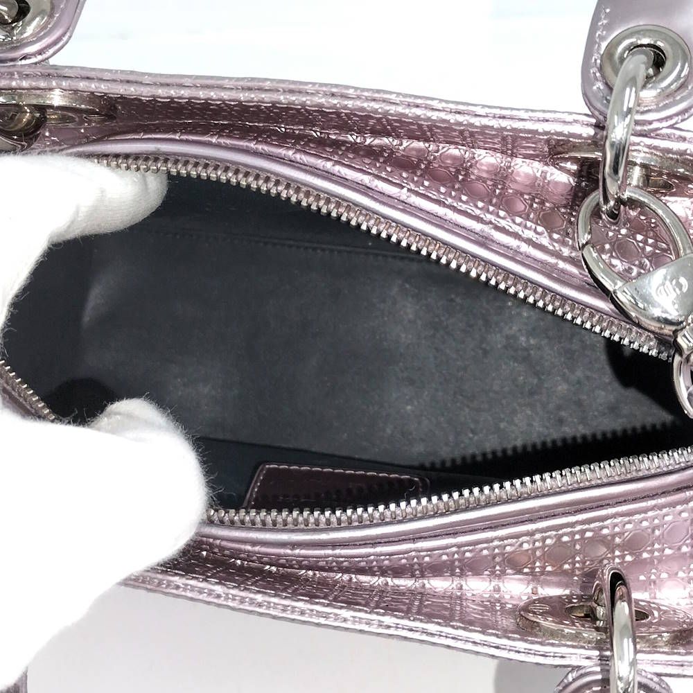 Dior Lady Dior 2-Way Shoulder Bag Leather Metallic Pink — view 8