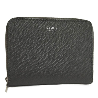 Celine Small Zip Wallet Compact Leather Dark Gray