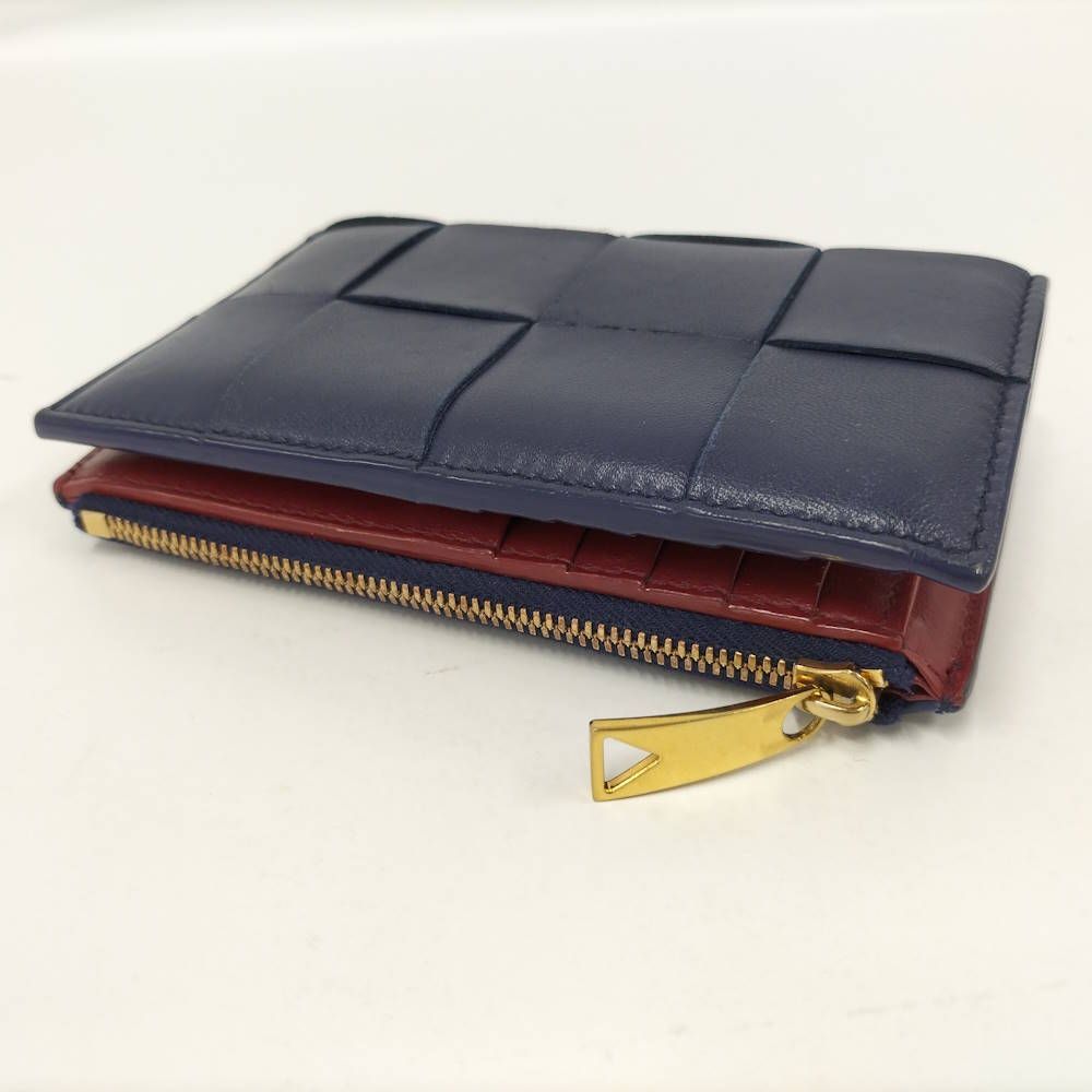 Bottega Veneta Wallet Cassette Small Maxi Intrecciato Leather Navy — view 7