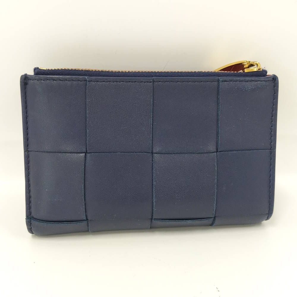 Bottega Veneta Wallet Cassette Small Maxi Intrecciato Leather Navy — view 3