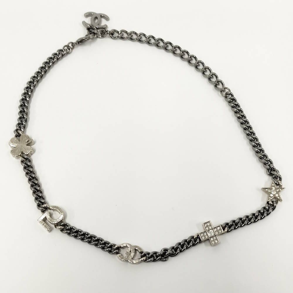 Chanel Necklace Coco Line Stone CC Logo Plated Silver — view 2