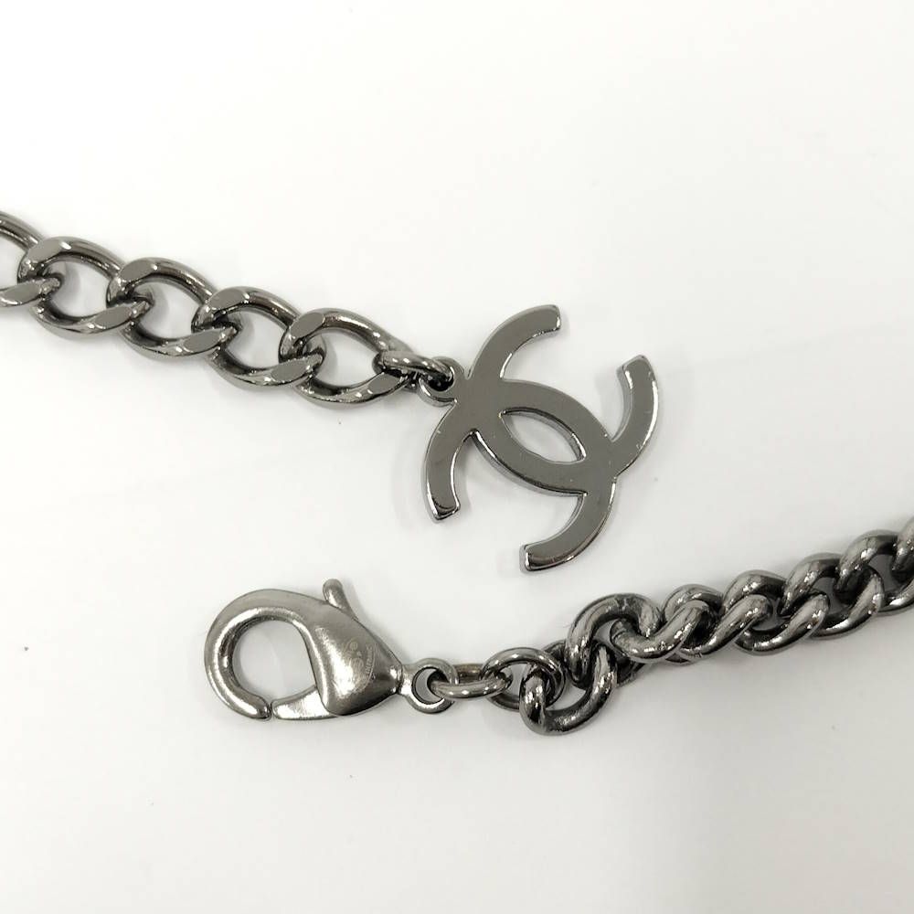 Chanel Necklace Coco Line Stone CC Logo Plated Silver — view 6