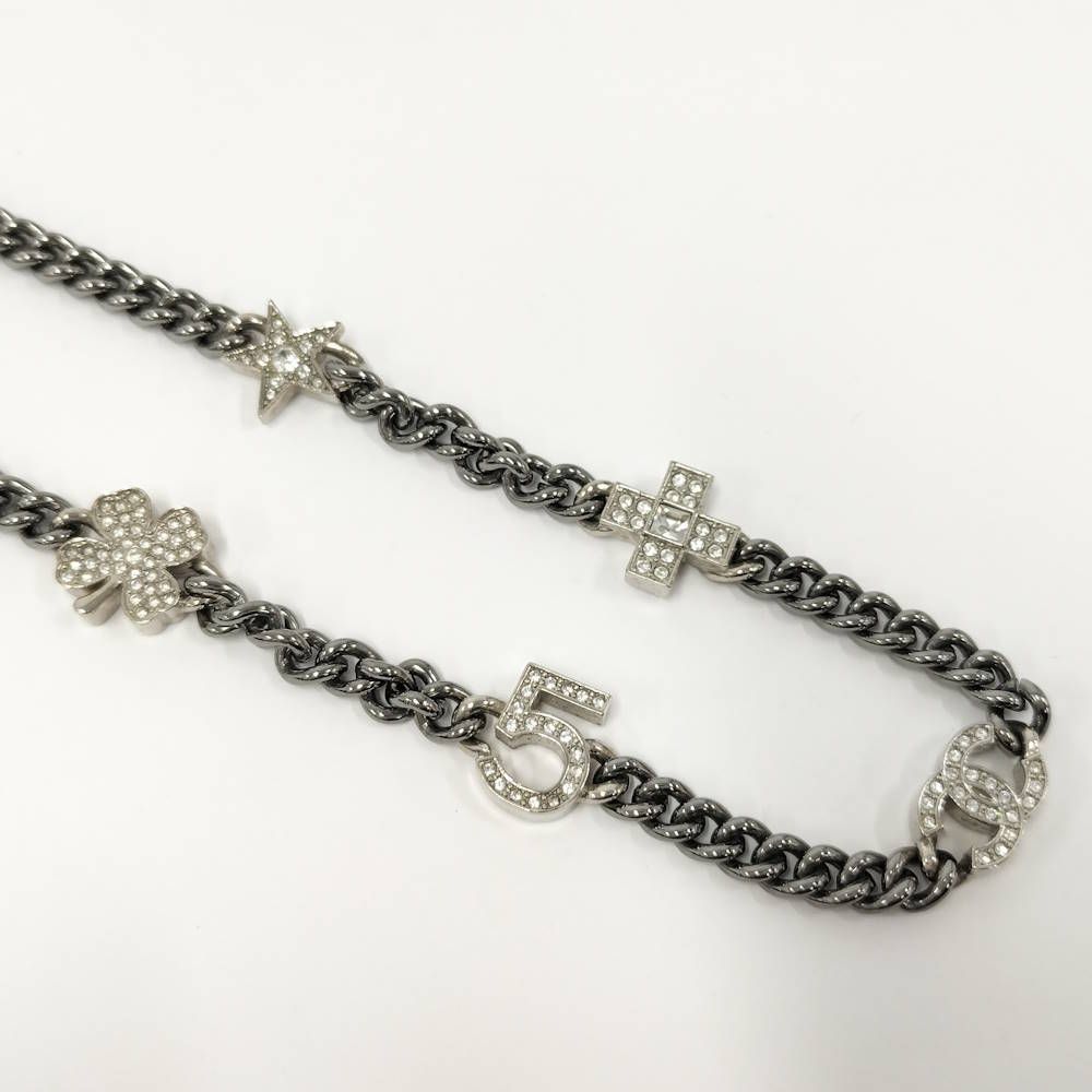 Chanel Necklace Coco Line Stone CC Logo Plated Silver — view 4