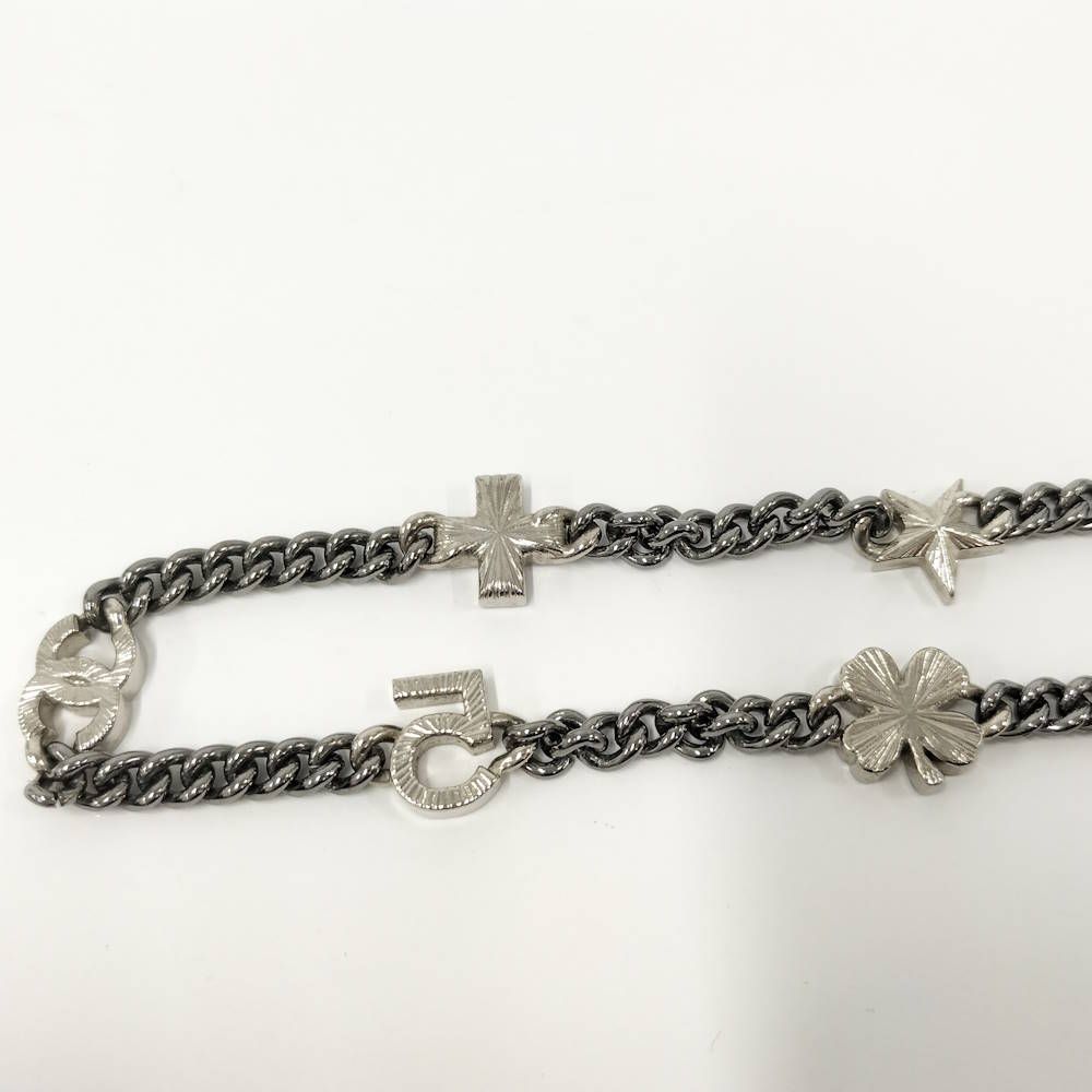 Chanel Necklace Coco Line Stone CC Logo Plated Silver — view 5