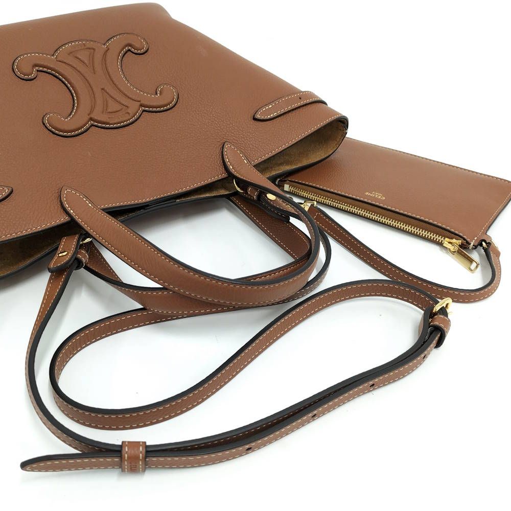 Celine Mini Cabas Anais Cuir 2-Way Bag with Triomphe Leather Brown — view 6
