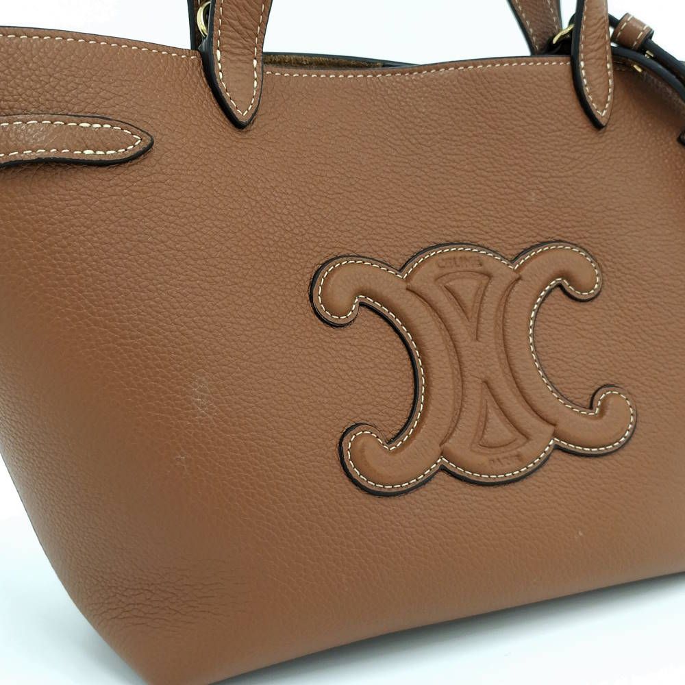 Celine Mini Cabas Anais Cuir 2-Way Bag with Triomphe Leather Brown — view 7