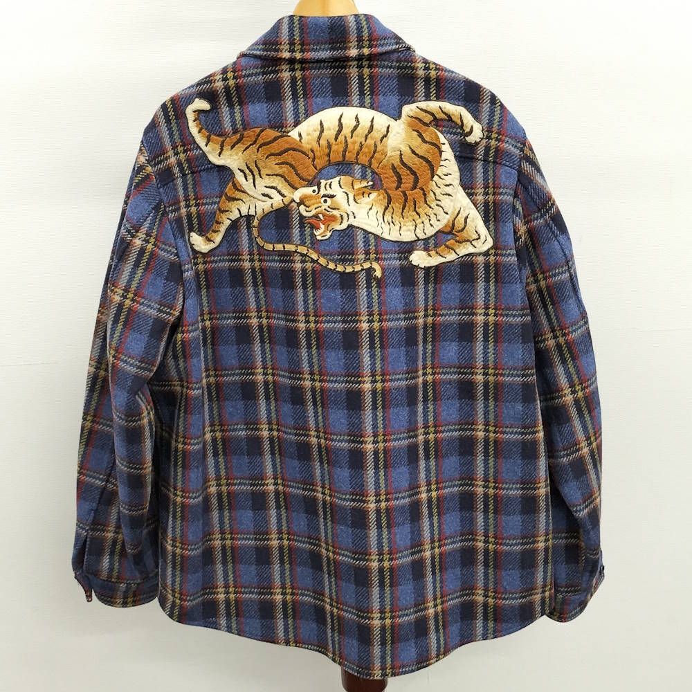 Gucci Wool Zip Up Jacket Tiger Patch Blue — view 2
