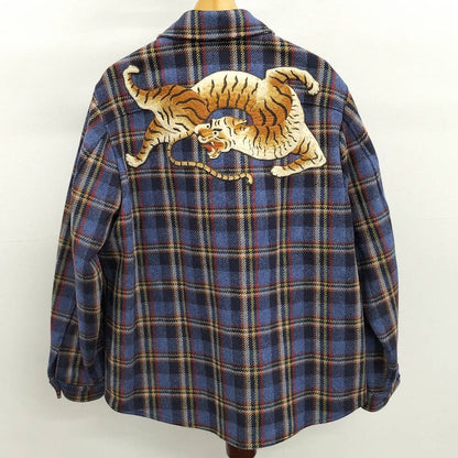 Gucci Wool Zip Up Jacket Tiger Patch Blue — view 2