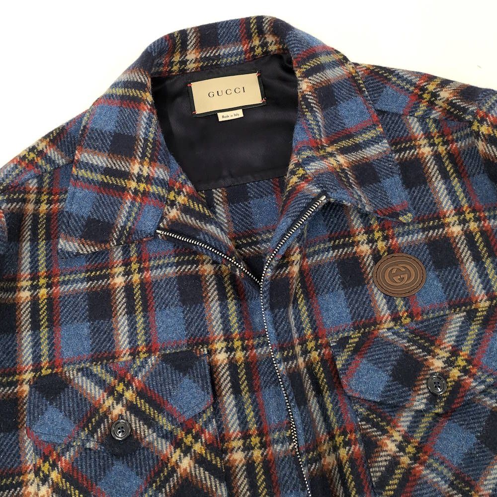 Gucci Wool Zip Up Jacket Tiger Patch Blue — view 4