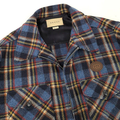 Gucci Wool Zip Up Jacket Tiger Patch Blue — view 4