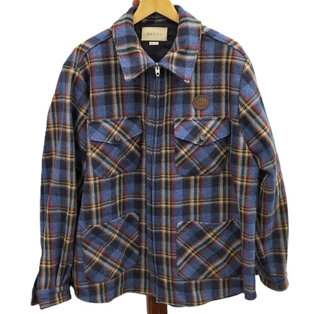 Gucci Wool Zip Up Jacket Tiger Patch Blue