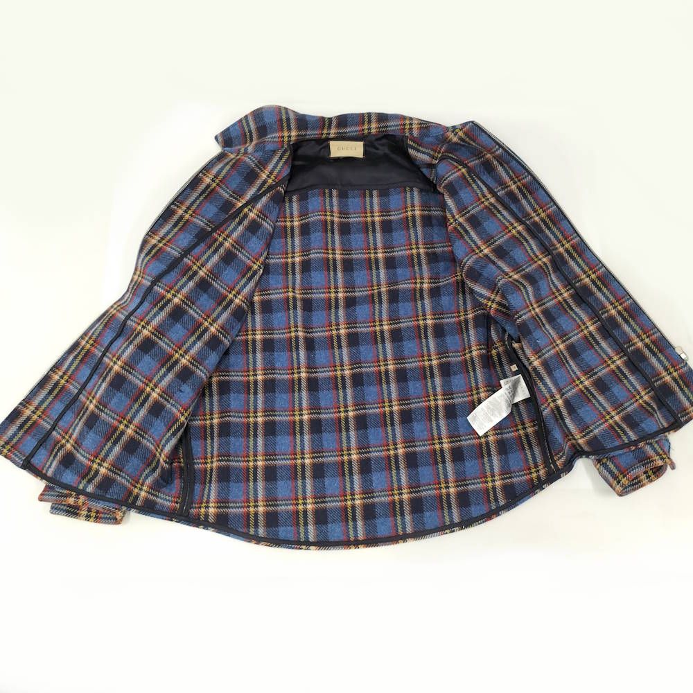 Gucci Wool Zip Up Jacket Tiger Patch Blue — view 3