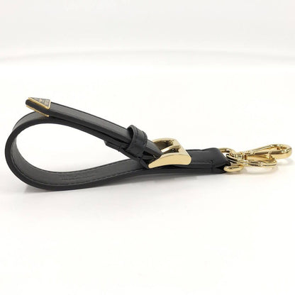 Prada Key Ring Triangle Logo Leather Black — view 4