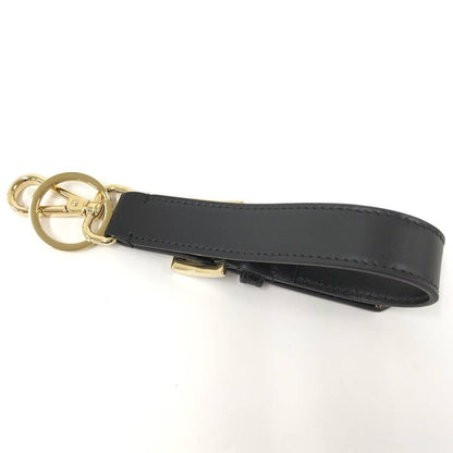 Prada Key Ring Triangle Logo Leather Black — view 2