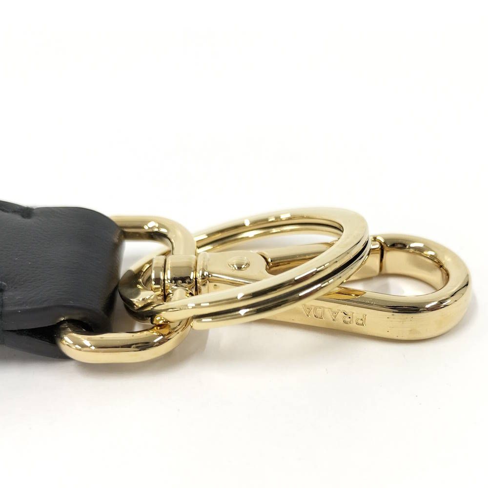 Prada Key Ring Triangle Logo Leather Black — view 7