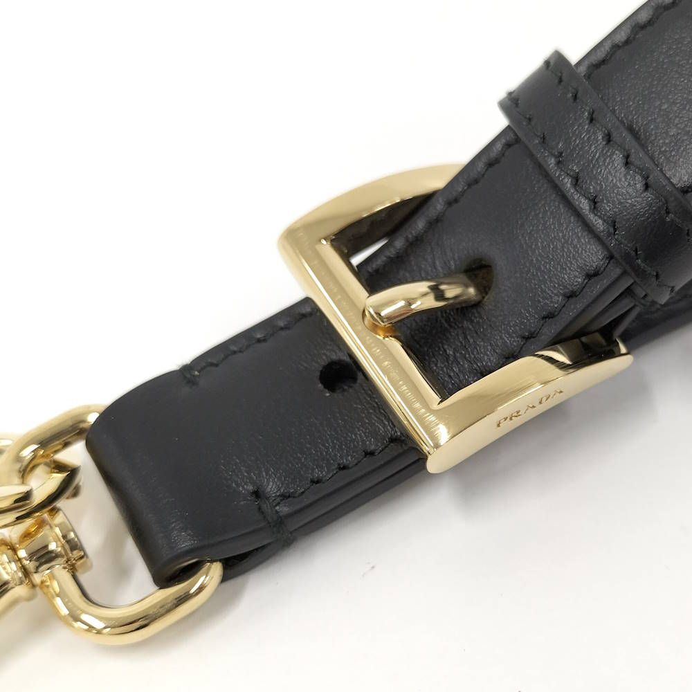 Prada Key Ring Triangle Logo Leather Black — view 8