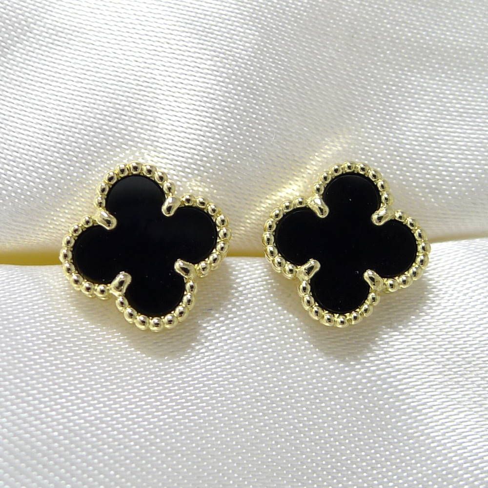 Van Cleef & Arpels Earrings Alhambra 18k Yellow Gold Onyx