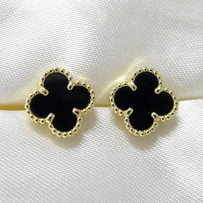 Van Cleef & Arpels Earrings Alhambra 18k Yellow Gold Onyx