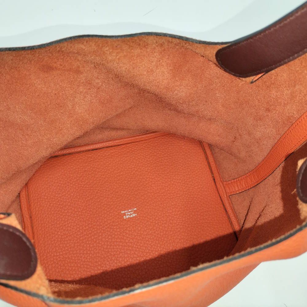 Hermes Picotin Lock MM Handbag Leather Orange — view 8