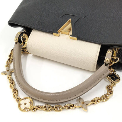 Louis Vuitton Capucines MM Handbag Taurillon Leather Black Cream — view 4