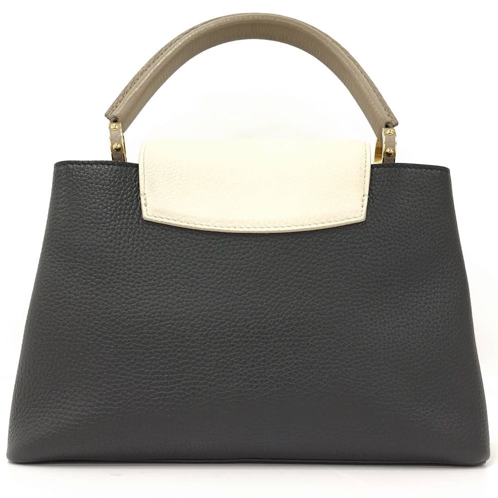Louis Vuitton Capucines MM Handbag Taurillon Leather Black Cream — view 2
