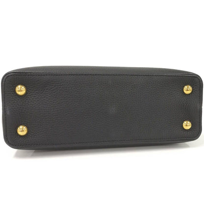 Louis Vuitton Capucines MM Handbag Taurillon Leather Black Cream — view 8