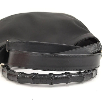 Gucci 2-Way Shoulder Bag Bamboo Nylon Leather Black — view 4
