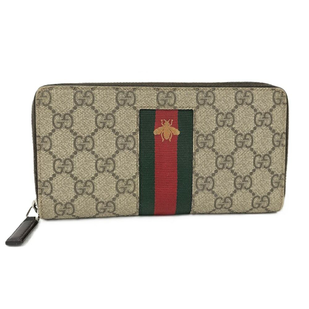 Gucci Sherry Line Zip Around Wallet Brown