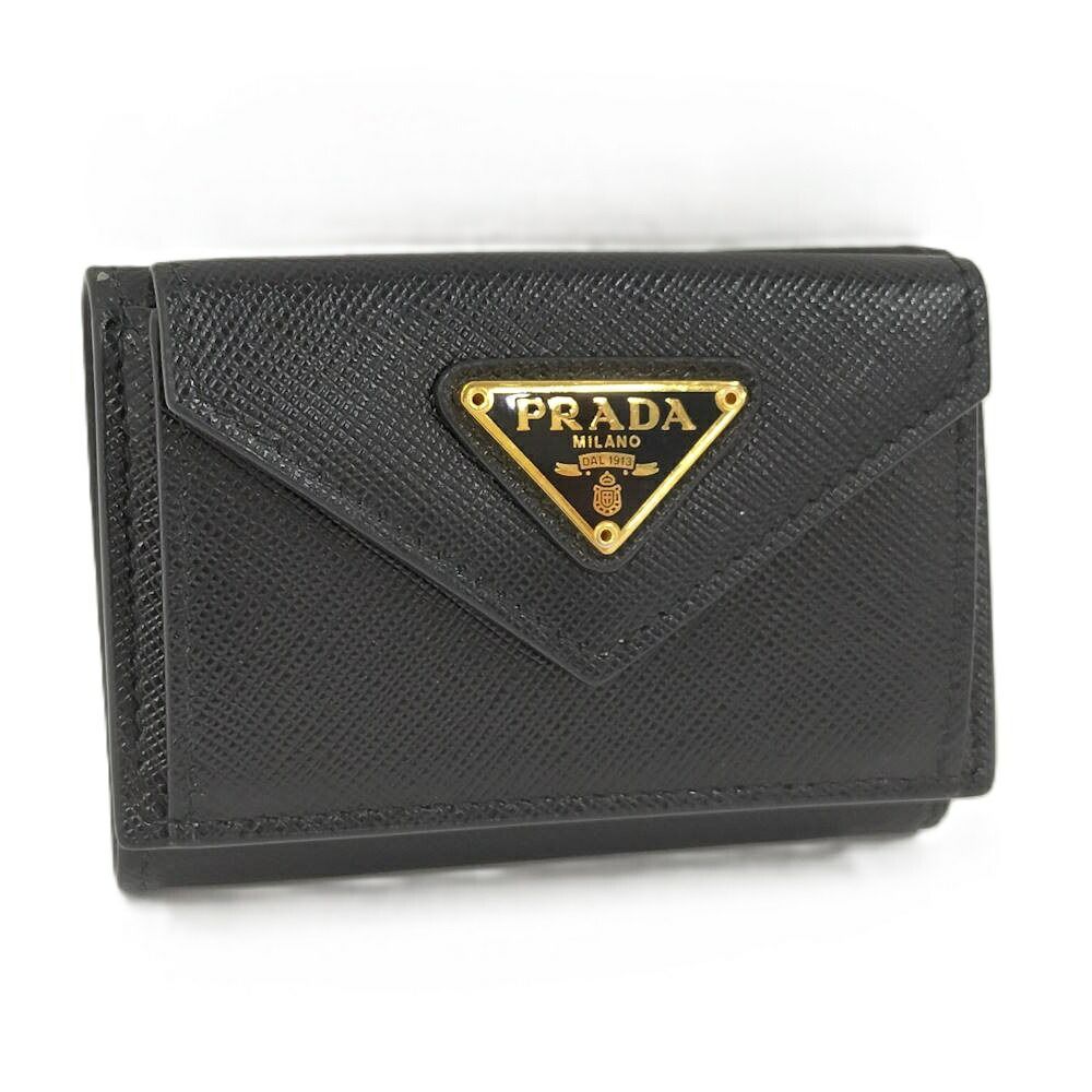Prada Compact Wallet Saffiano Leather Black