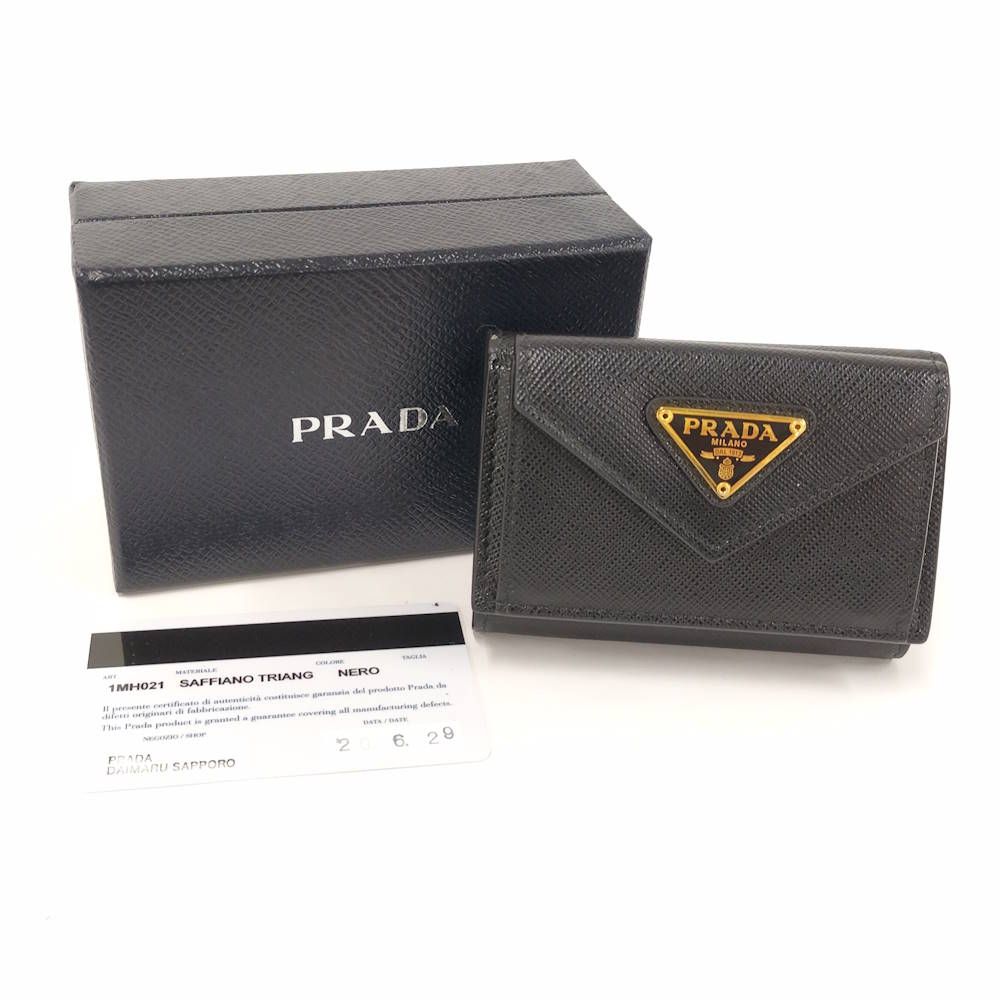 Prada Compact Wallet Saffiano Leather Black — view 9
