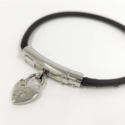 Hermes Viviride Bracelet Cadena Fantasy Heart Plated Leather Silver Black — view 2