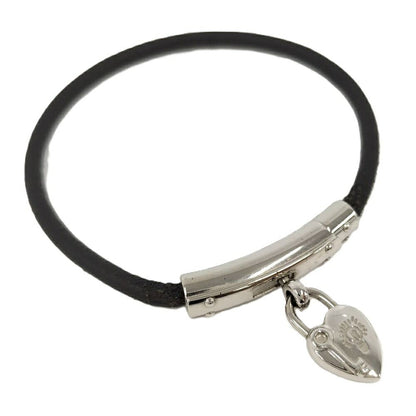 Hermes Viviride Bracelet Cadena Fantasy Heart Plated Leather Silver Black