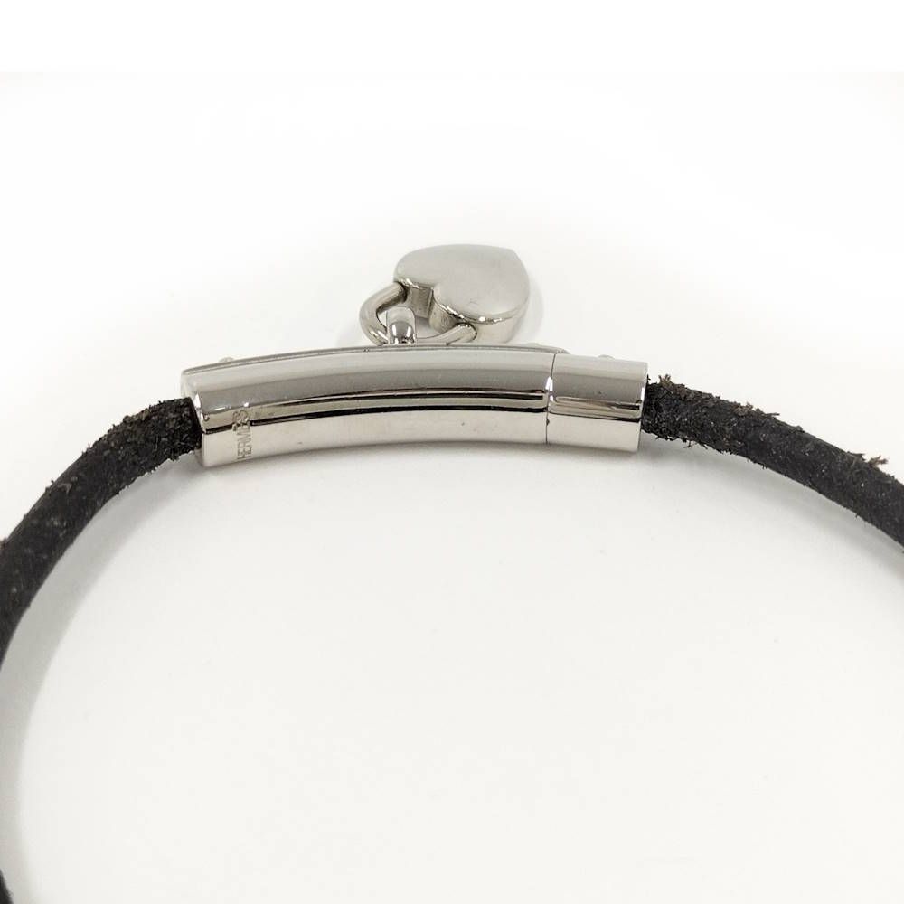 Hermes Viviride Bracelet Cadena Fantasy Heart Plated Leather Silver Black — view 4