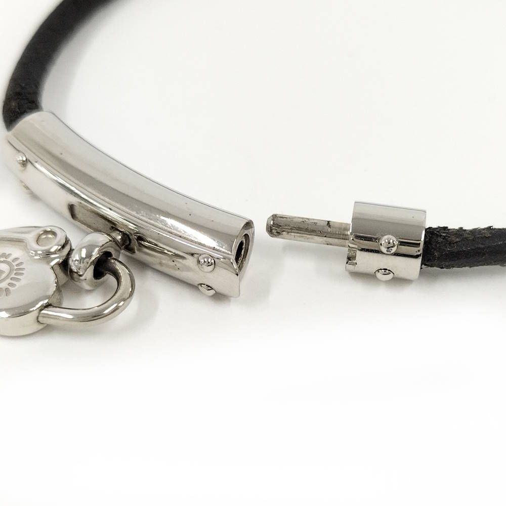 Hermes Viviride Bracelet Cadena Fantasy Heart Plated Leather Silver Black — view 3