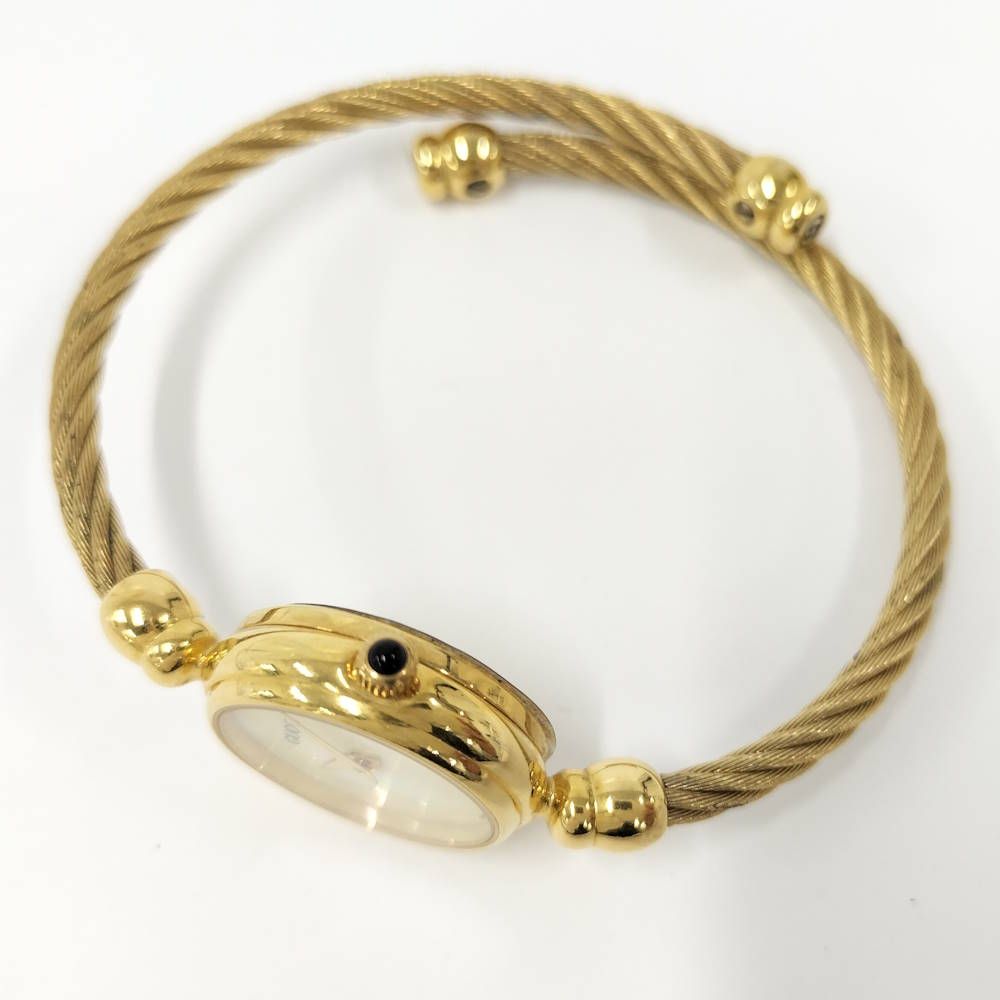 Gucci Bangle Watch SS Quartz Gold Plated White Shell Dial — view 2