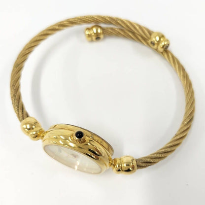 Gucci Bangle Watch SS Quartz Gold Plated White Shell Dial — view 2