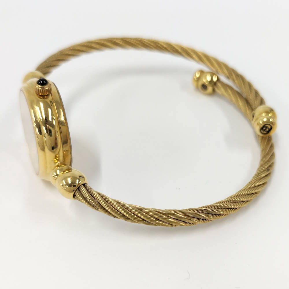 Gucci Bangle Watch SS Quartz Gold Plated White Shell Dial — view 4