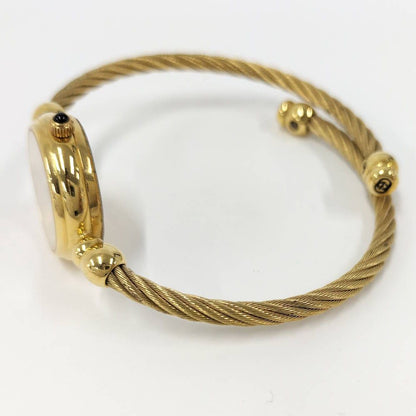 Gucci Bangle Watch SS Quartz Gold Plated White Shell Dial — view 4