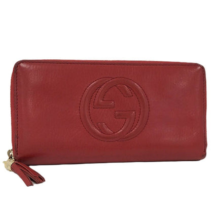 Gucci Zip Around Wallet Interlocking Soho Leather Red