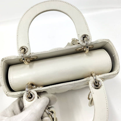Dior Lady Dior Cannage White Champagne Gold Handbag — view 7