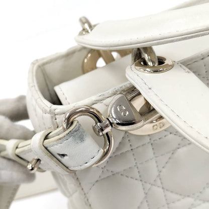 Dior Lady Dior Cannage White Champagne Gold Handbag — view 8