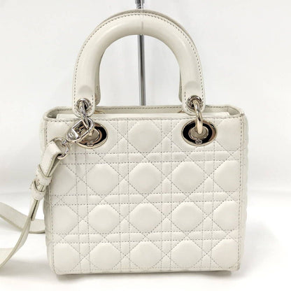 Dior Lady Dior Cannage White Champagne Gold Handbag — view 2