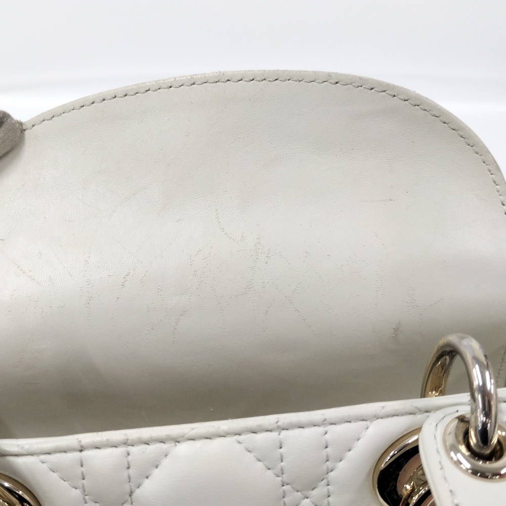 Dior Lady Dior Cannage White Champagne Gold Handbag — view 9