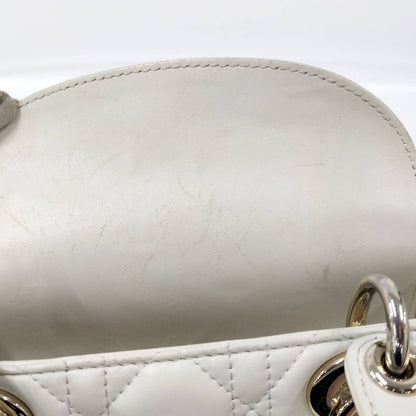 Dior Lady Dior Cannage White Champagne Gold Handbag — view 9