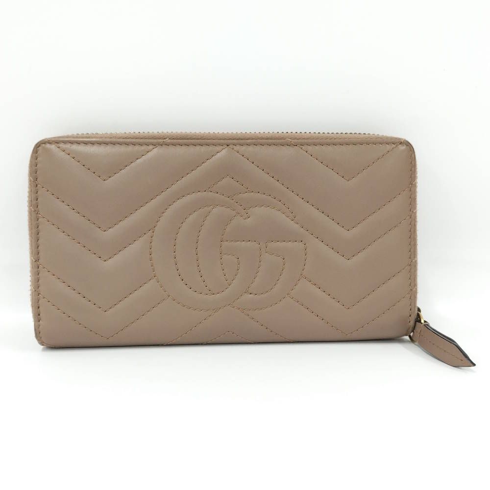 Gucci Zip Around Wallet GG Marmont Leather Pink Beige — view 3