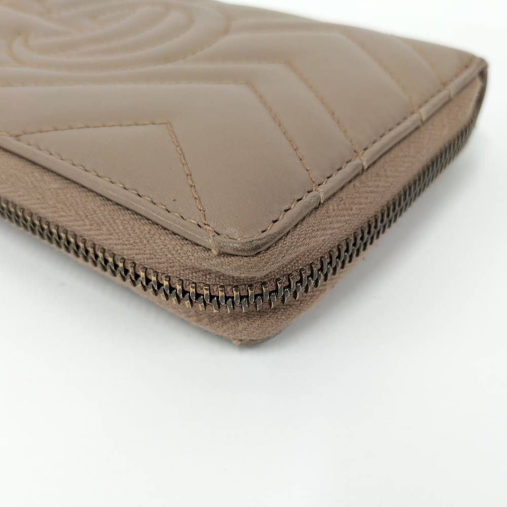 Gucci Zip Around Wallet GG Marmont Leather Pink Beige — view 4