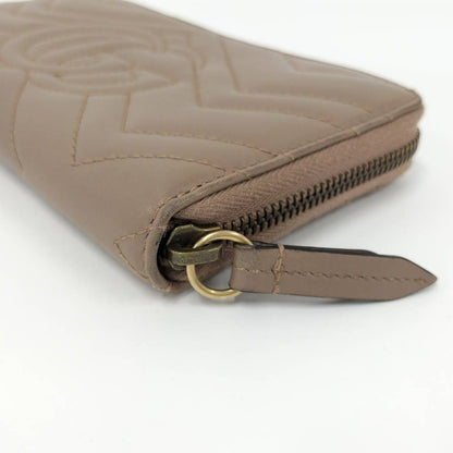 Gucci Zip Around Wallet GG Marmont Leather Pink Beige — view 5