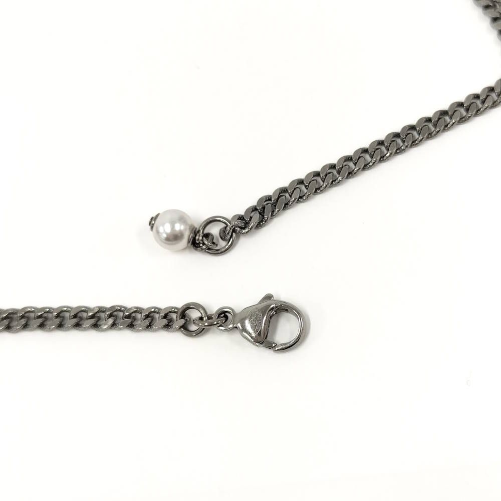 Chanel Necklace CC Logo Costume Pearl Line Stone Silver Metal Plated — view 7
