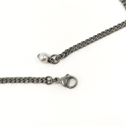 Chanel Necklace CC Logo Costume Pearl Line Stone Silver Metal Plated — view 7