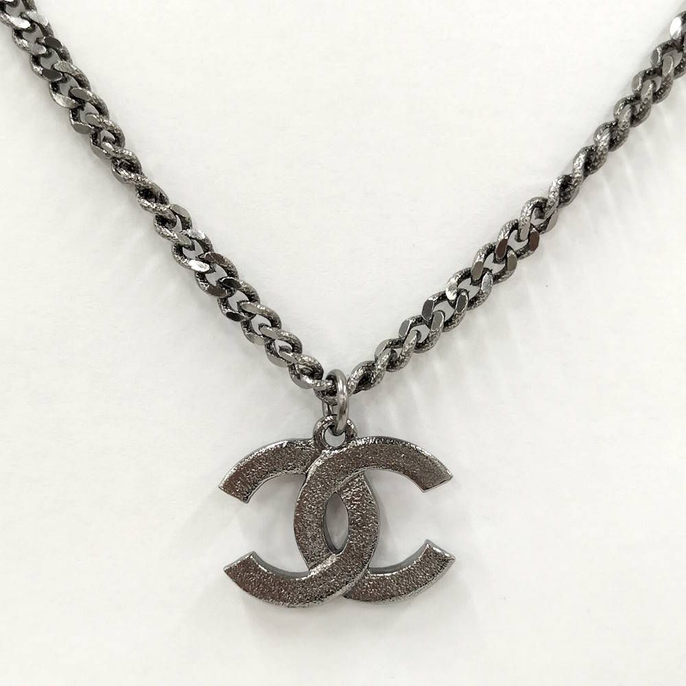 Chanel Necklace CC Logo Costume Pearl Line Stone Silver Metal Plated — view 2